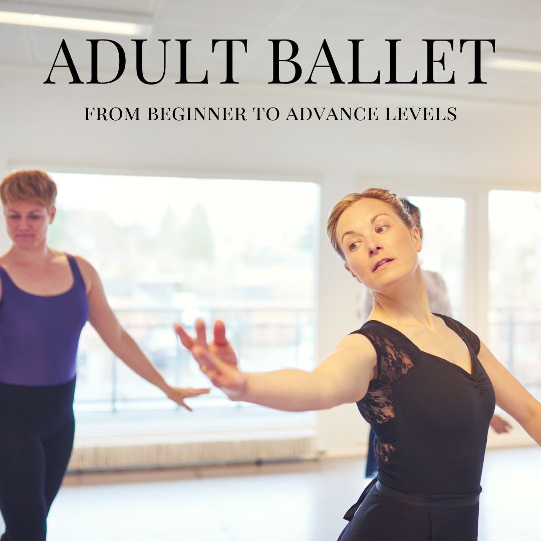 Adult student all skill and age groups take daily technique, stretch and pointe classes
